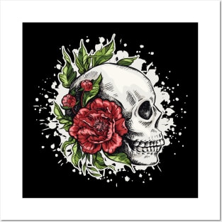 Skull with Flowers Graphic Posters and Art